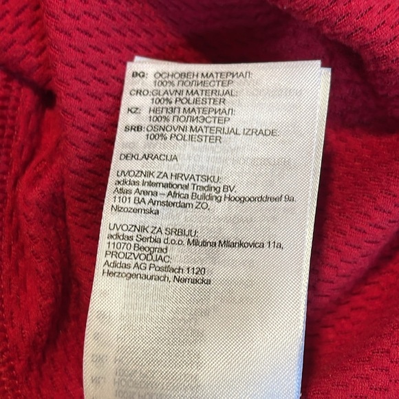 ADIDAS Red/Coral Athletic Hoodie Shirt SZ L Large Logo Spellout CLIMAWARM - Picture 6 of 11